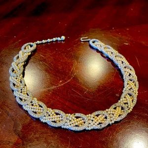 Fine antique costume choker - pearl and “diamond”